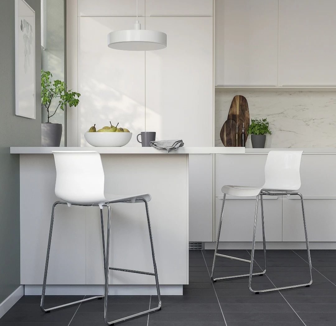 Ikea Bar Stool Counter Height White/Chrome Plated 66 cm - photo 3