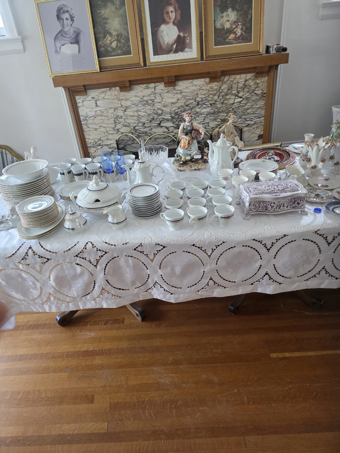 White Porcelain Tea Set with Floral Accents
