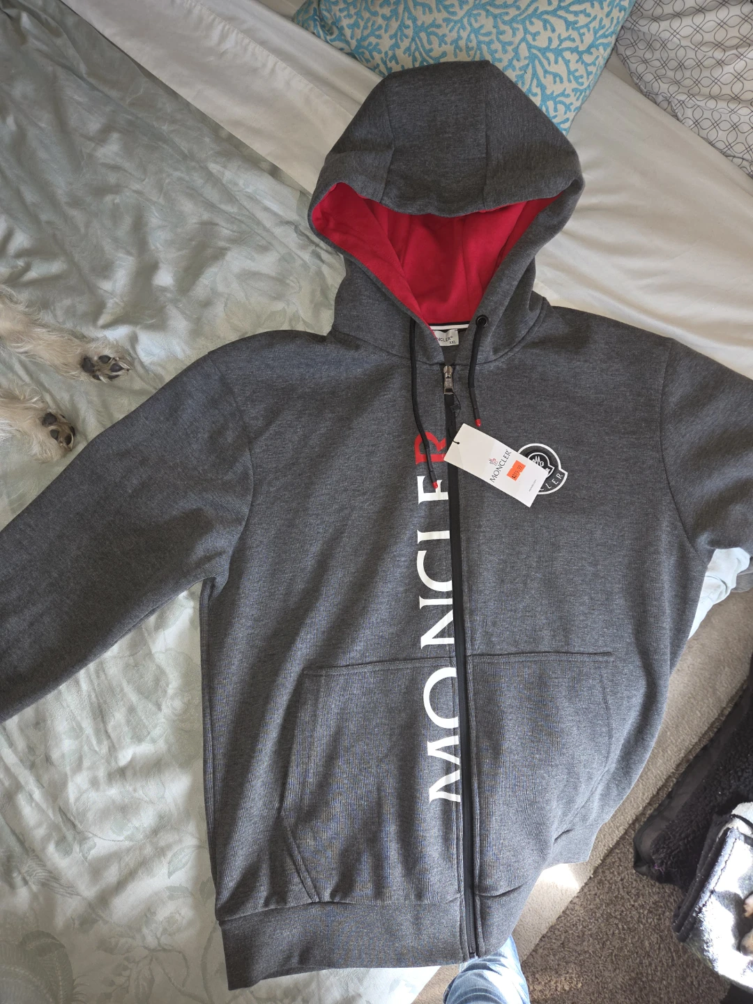 Moncler Grey Zip-Up Hoodie XXL
