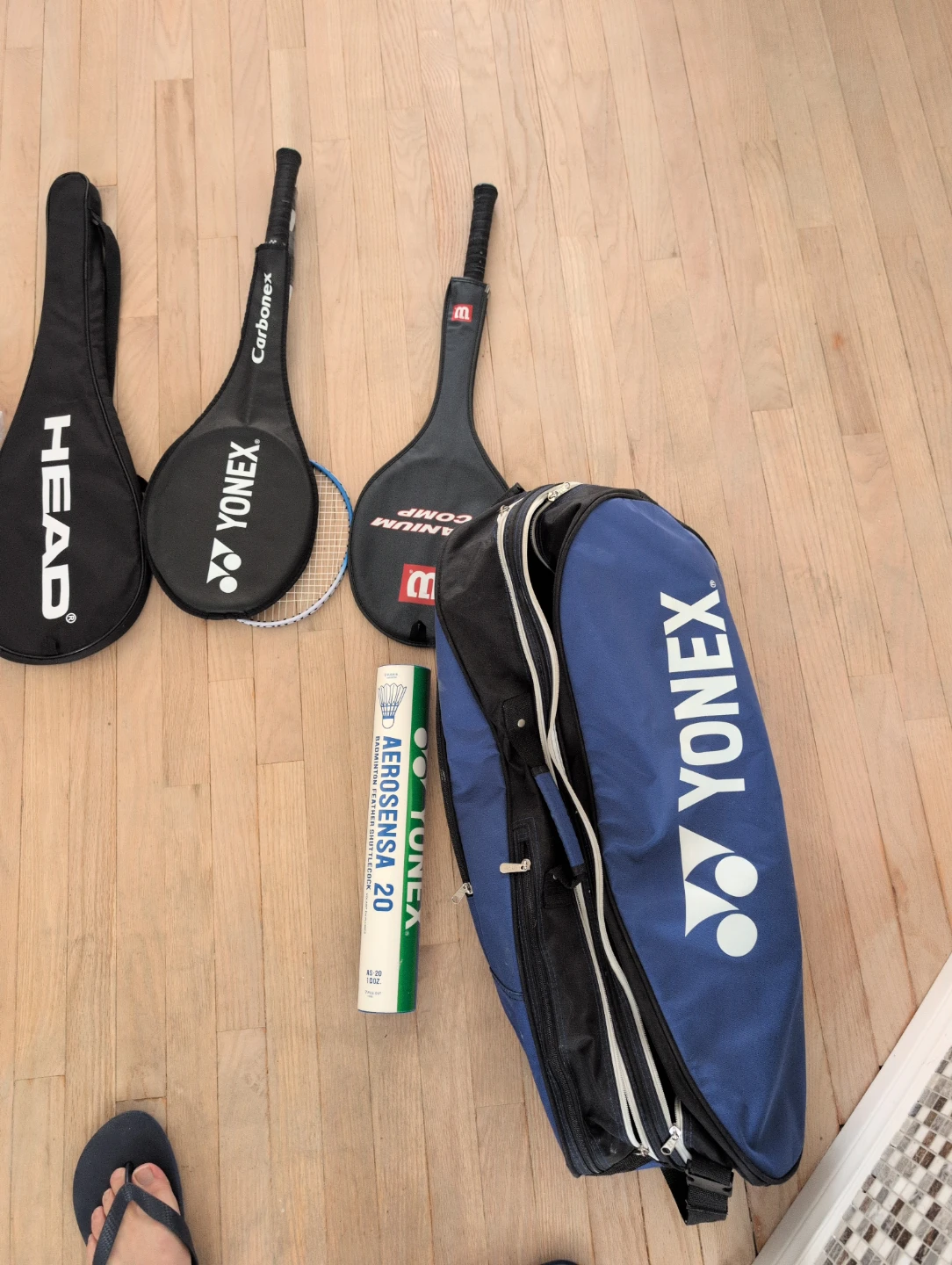 Yonex Carbonex Badminton Racquet with Cases and Shuttlecocks