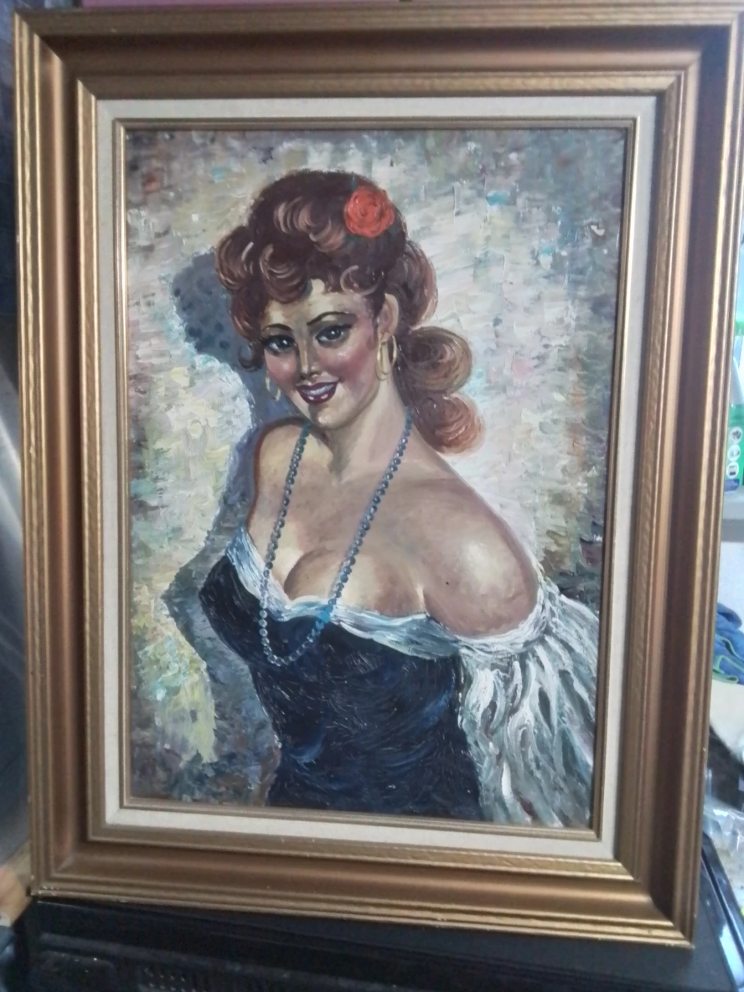 Vintage Mid-Century Portrait Oil Painting – Striking Flamenco - photo 2
