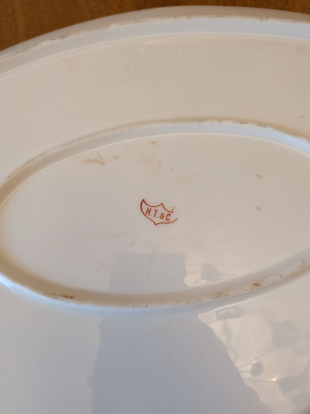 H.T. & C. Ceramic Oval Serving Platter with Floral Trim - photo 3