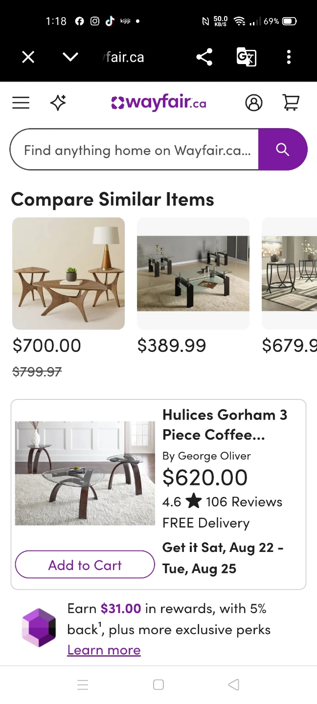 Glass and Wood Coffee Table Set - photo 4