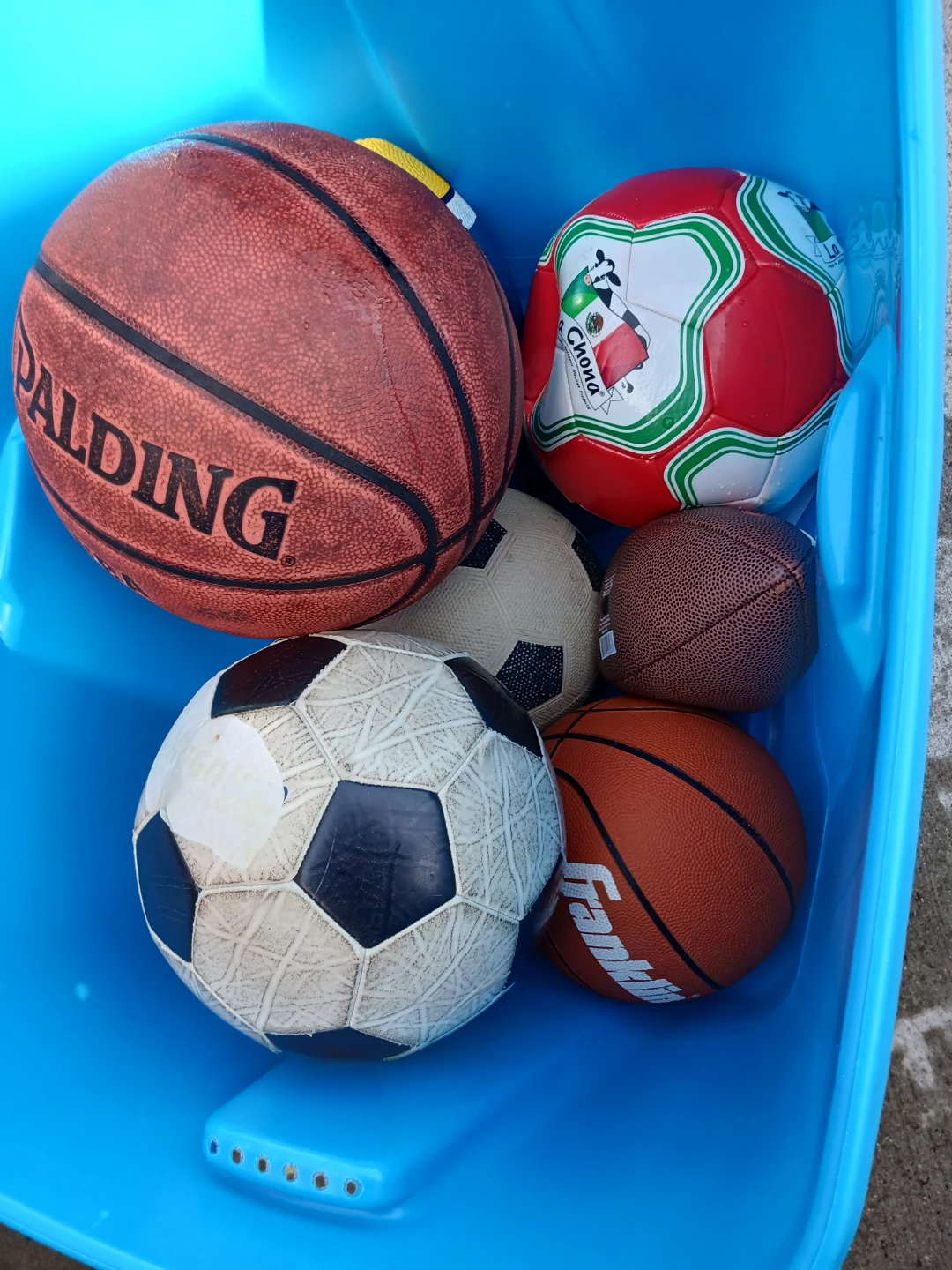 Assorted Sports Balls - Basketball, Soccer, Football