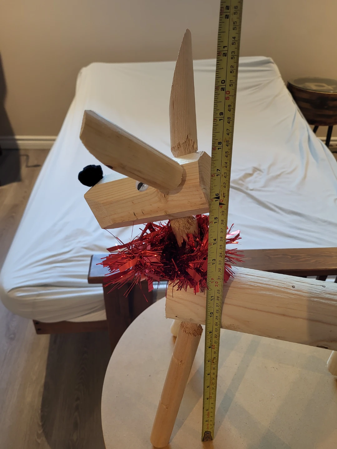 Wooden Reindeer Decoration with Red Tinsel - photo 4