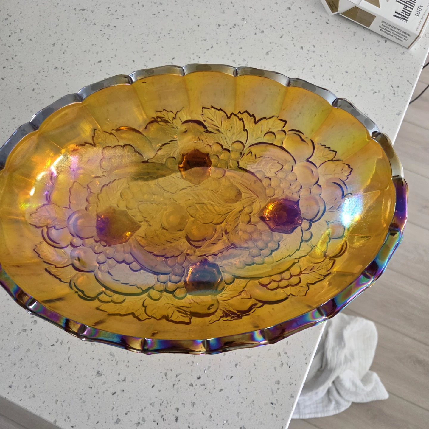 Iridescent Carnival Glass Fruit Bowl - photo 2