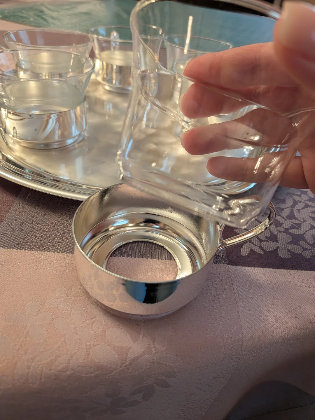 Silver Tray with 6 Glass Cups - photo 4