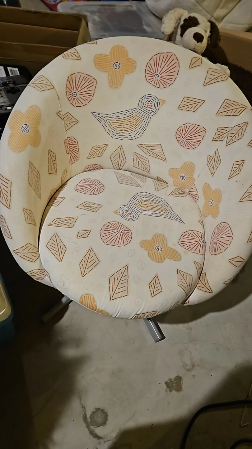 Accent Chair with Bird and Flower Pattern