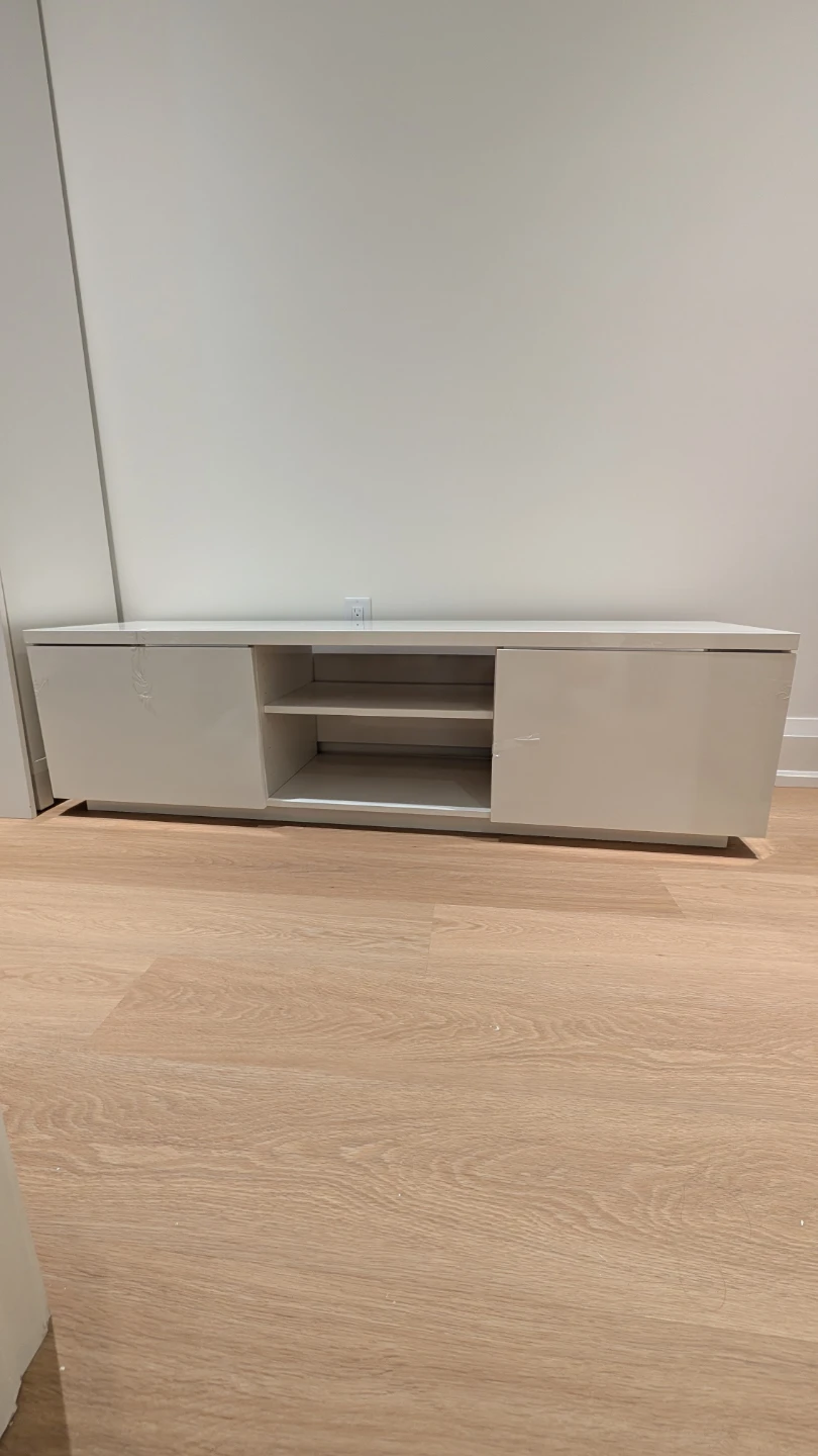 IKEA BYÅS TV bench, high gloss white,