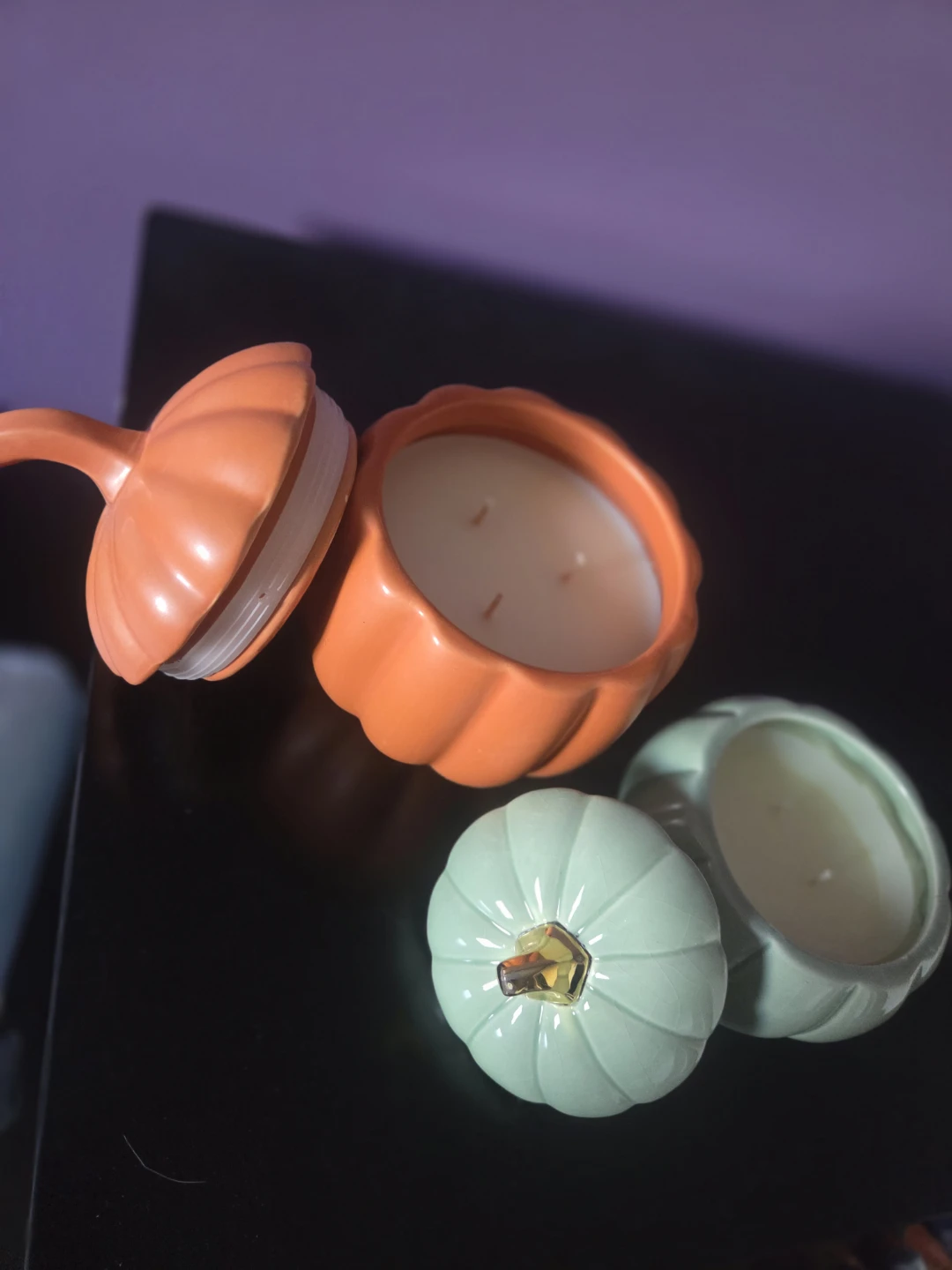 Pumpkin Shaped Candle Holder with Lid - photo 2