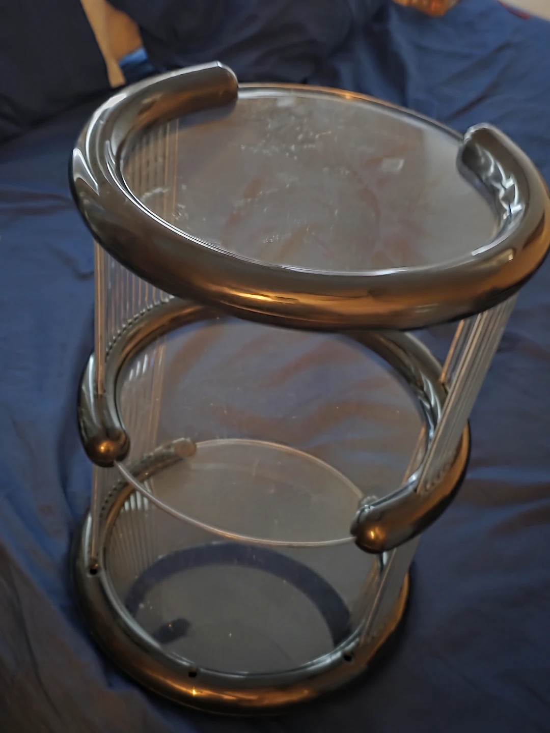 Retro 3-Tier Glass and Black Make Up organizer