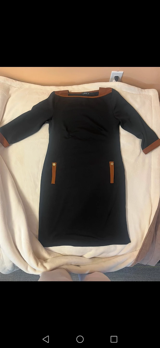 Black dress with brown accents