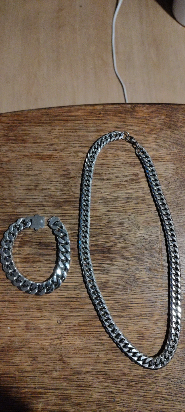 Chunky Cuban Link Chain Necklace and Bracelet Set