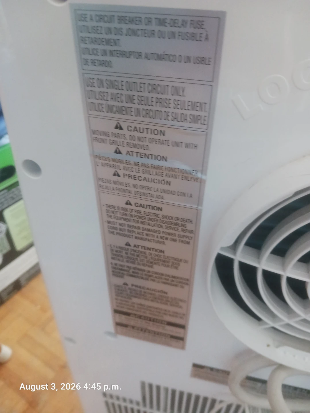 LG LP1015WNR Portable Air Conditioner - photo 3