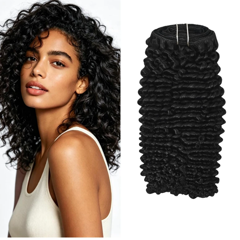 Burmese Black Curly Human Hair Extensions