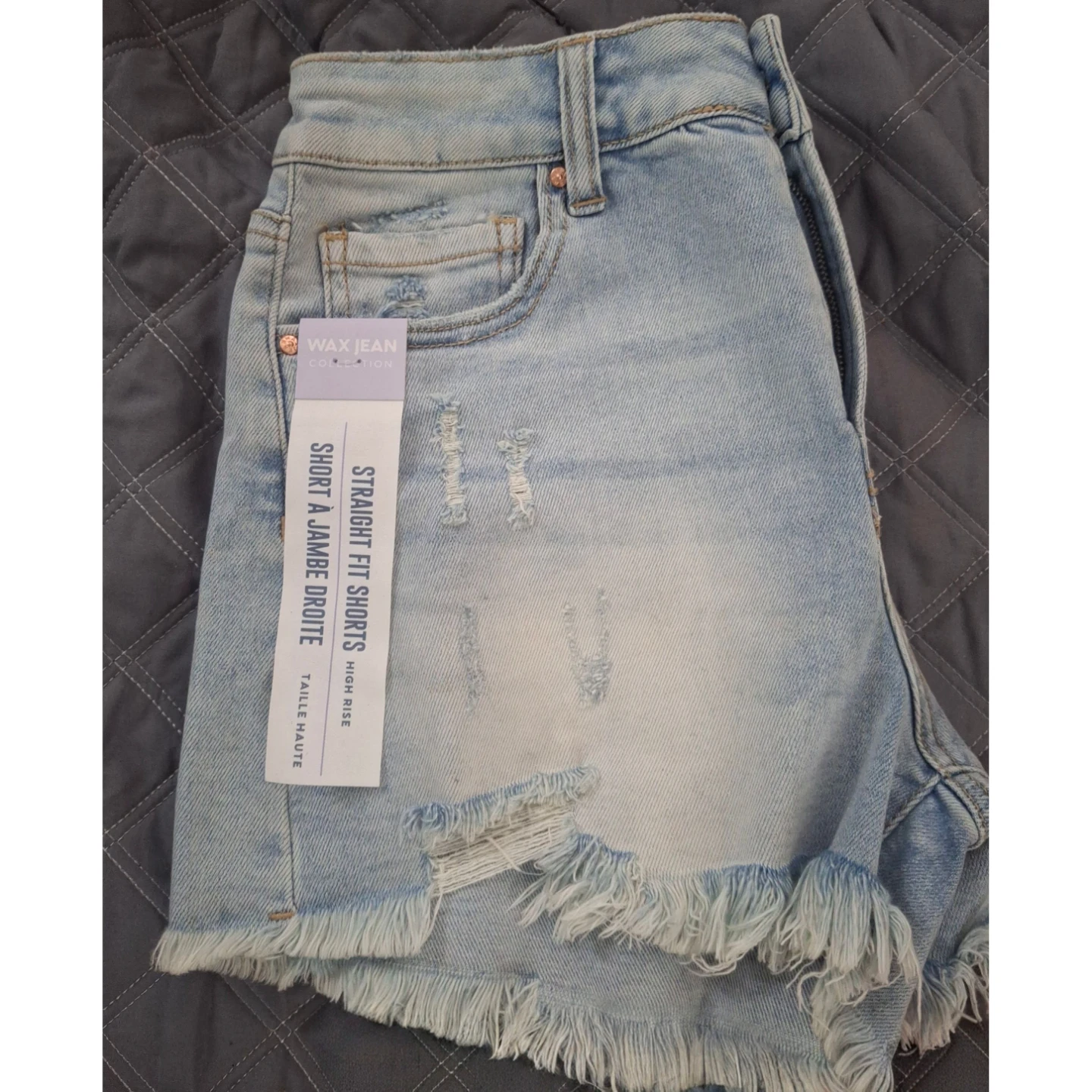 NWT High Rise Wax Jeans Straight Fit Distressed Denim Shorts - photo 4
