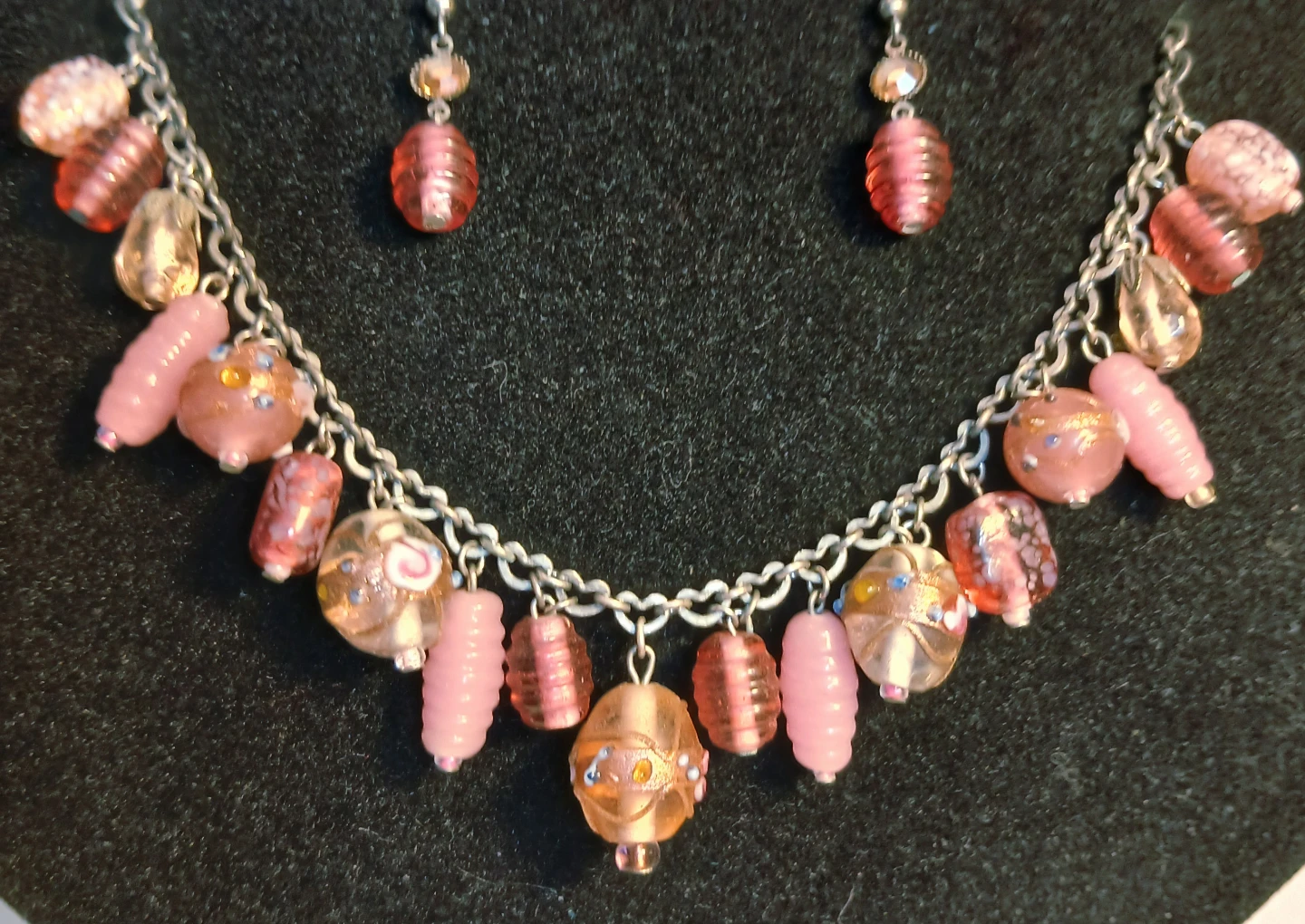Glass Beaded Charm Necklace and Earring Set - photo 4