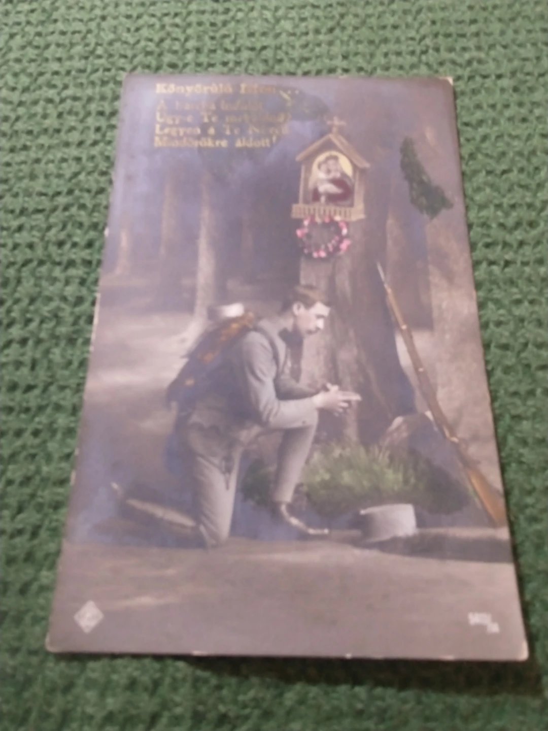 Sentimental 1916 WWI Hungarian Soldier Praying Postcard