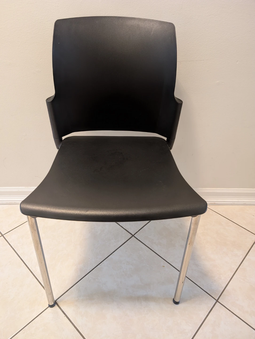 Black Modern Chair with Chrome Legs (Set of 4)