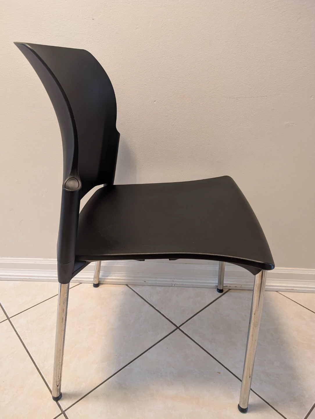 Black Modern Chair with Chrome Legs (Set of 4) - photo 2