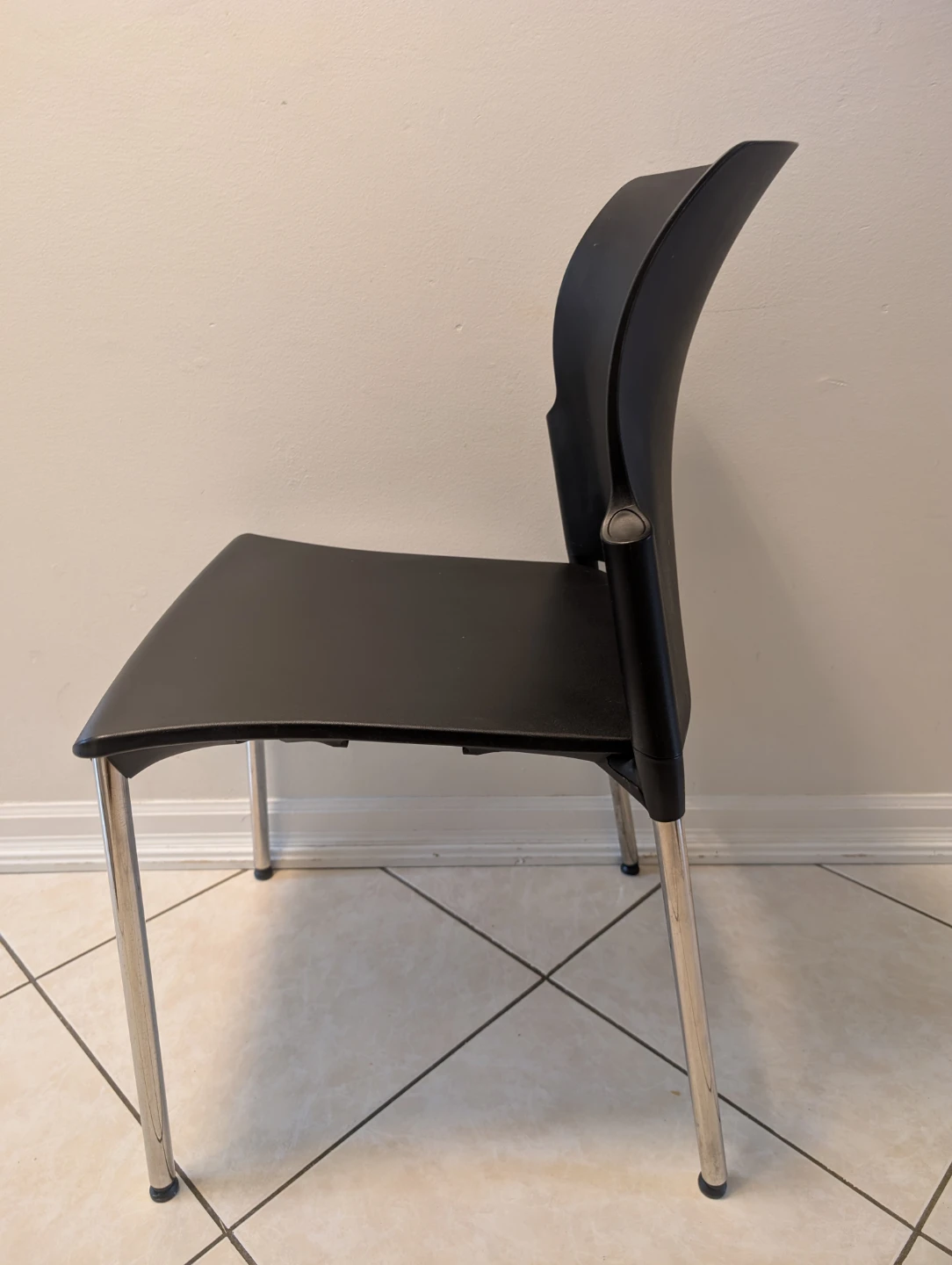 Black Modern Chair with Chrome Legs (Set of 4) - photo 4