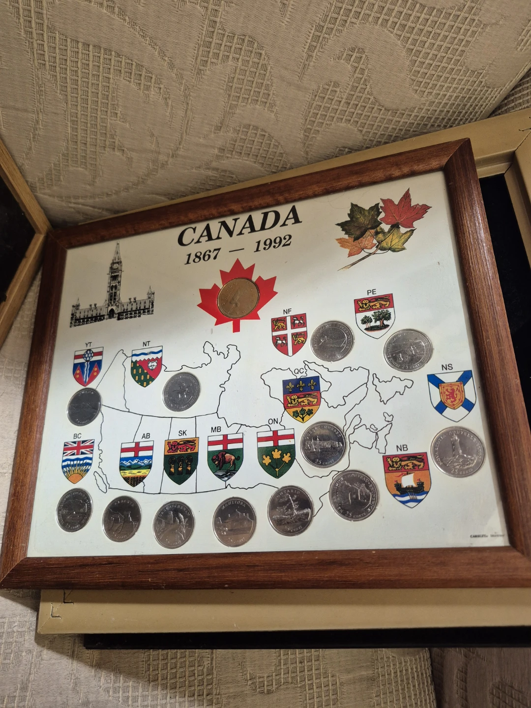 Canada 1867-1992 Coin Collection Framed Map