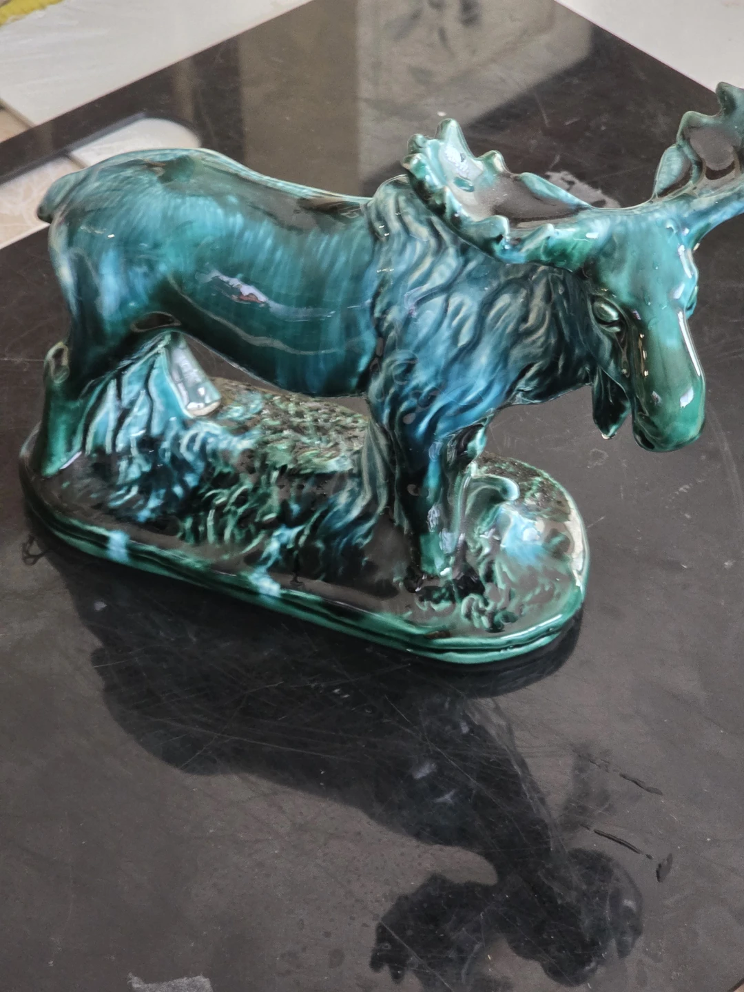 Blue Mountain Pottery Ceramic Moose Figurine Green Glaze - photo 2