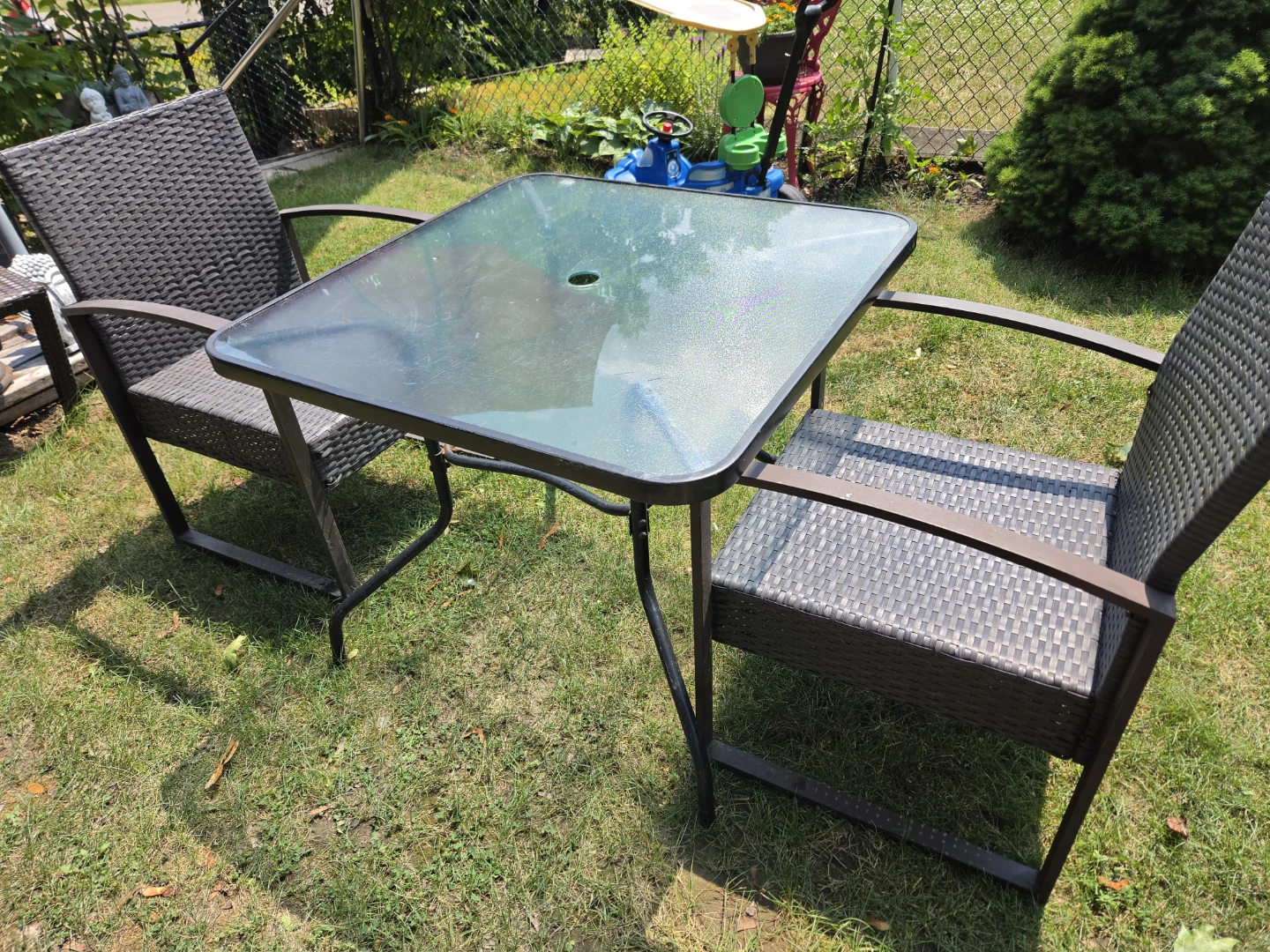 Glass Top Patio Table and Chairs Set