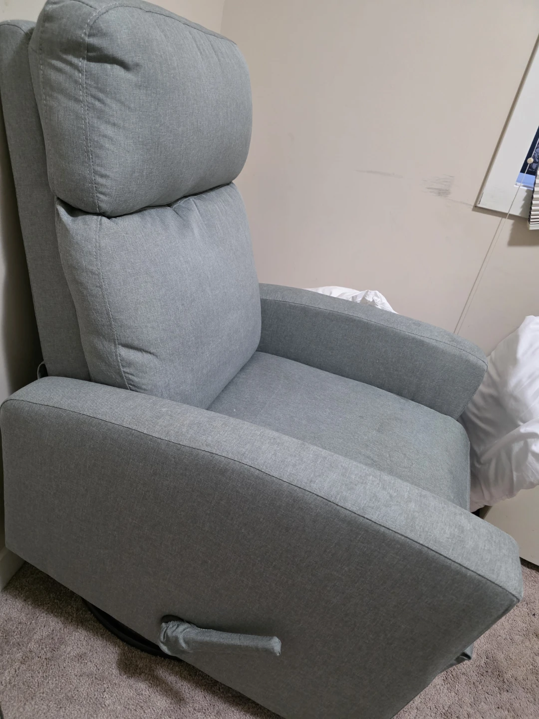 Grey Fabric Recliner Chair/ Nursery Chair