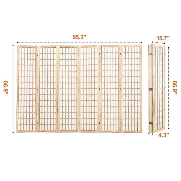 VEVOR 6-Panel Wood Room Divider Screen 66.9" x 95.3" - photo 3