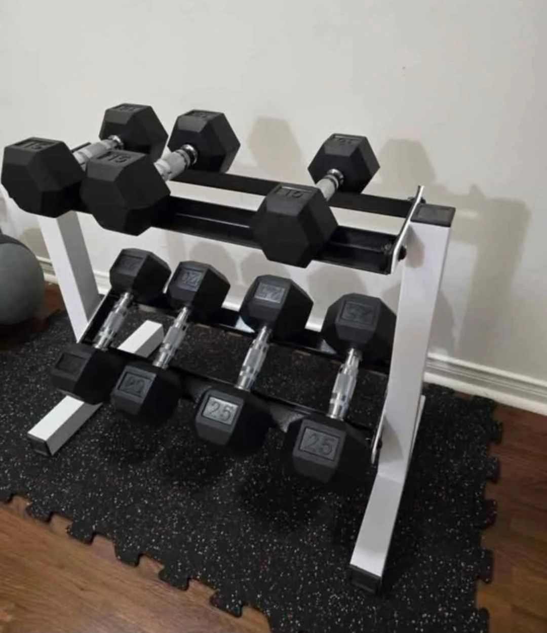 White Dumbbell Storage Rack – 24" 2-Tier Weight Rack, New