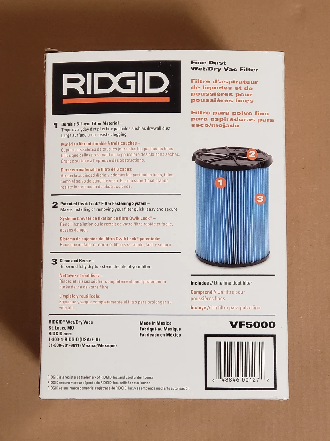 RIDGID VF5000 Fine Dust Wet/Dry Vac Filter - photo 3