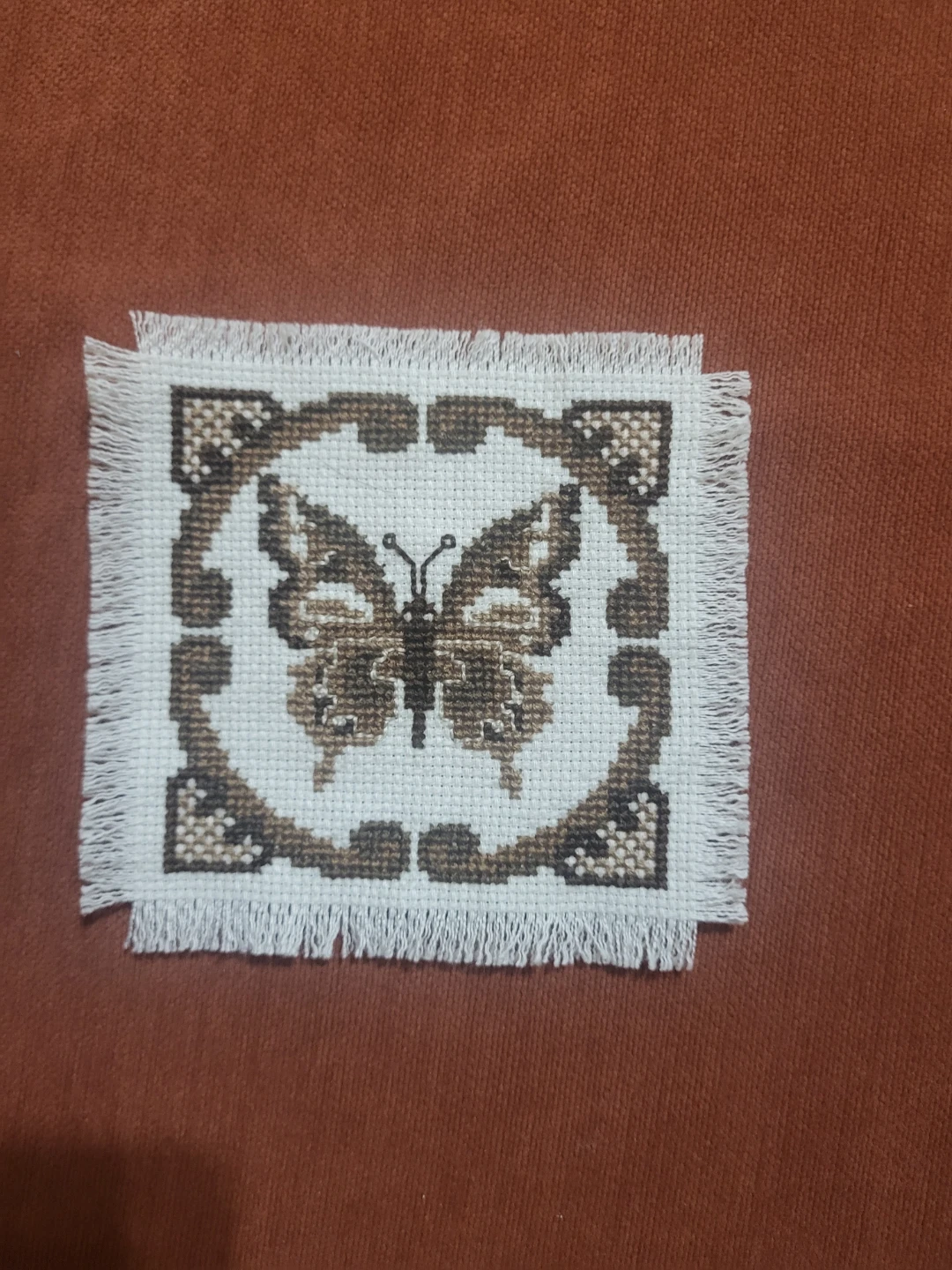 Cross-stitch Butterfly Coaster