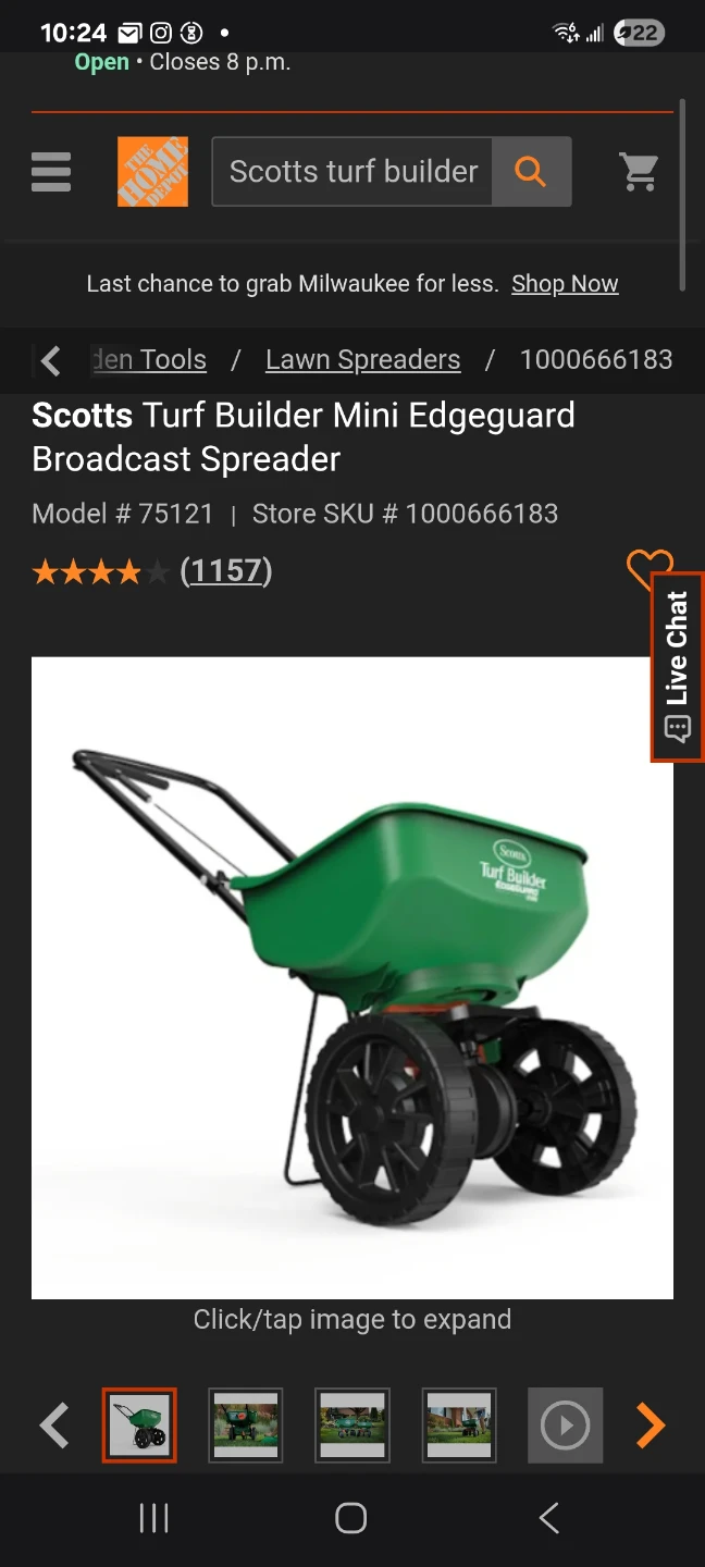 Scotts Turf Builder Mini Edgeguard Broadcast Spreader like new