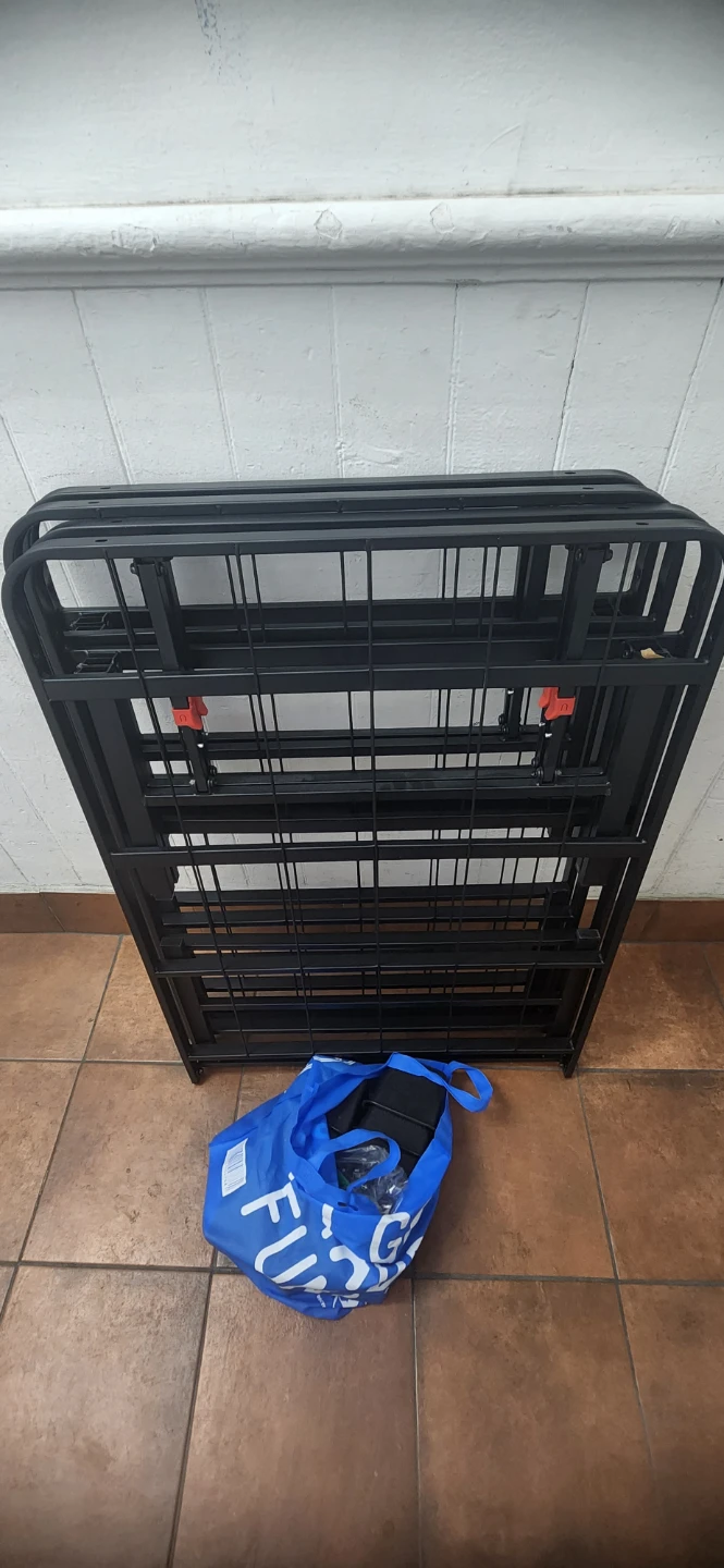 Black foldable metal bed frame