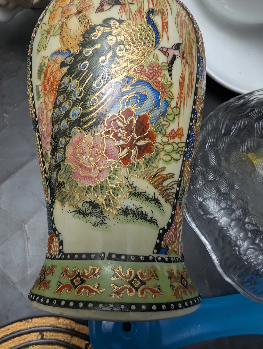 Decorative Ceramic Vase with Peacock and Floral Design - photo 4