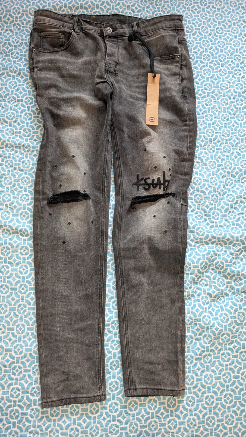 Ksubi Grey Distressed Denim Jeans