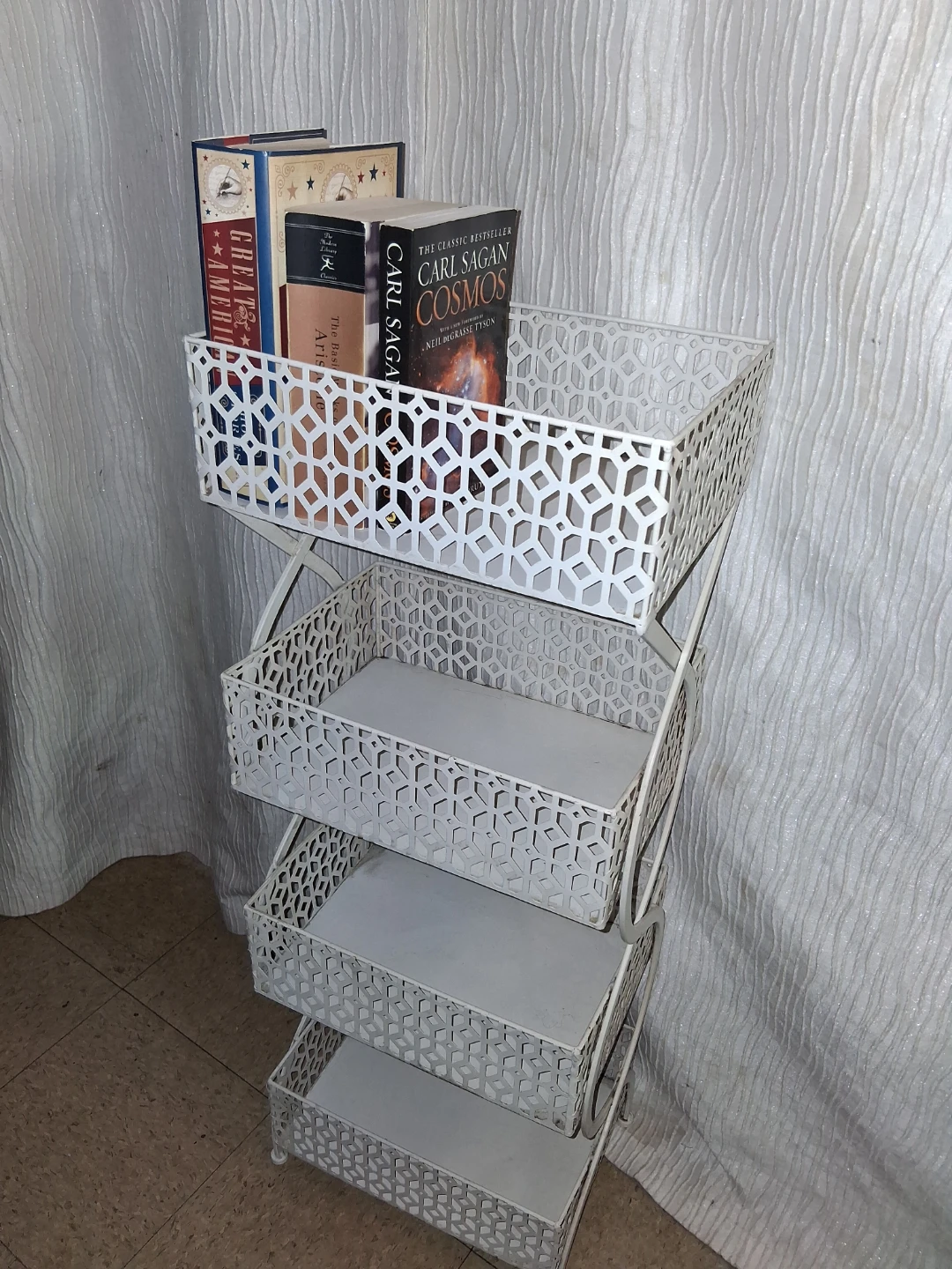 White 4-Tier Rolling Storage Shelf - photo 2