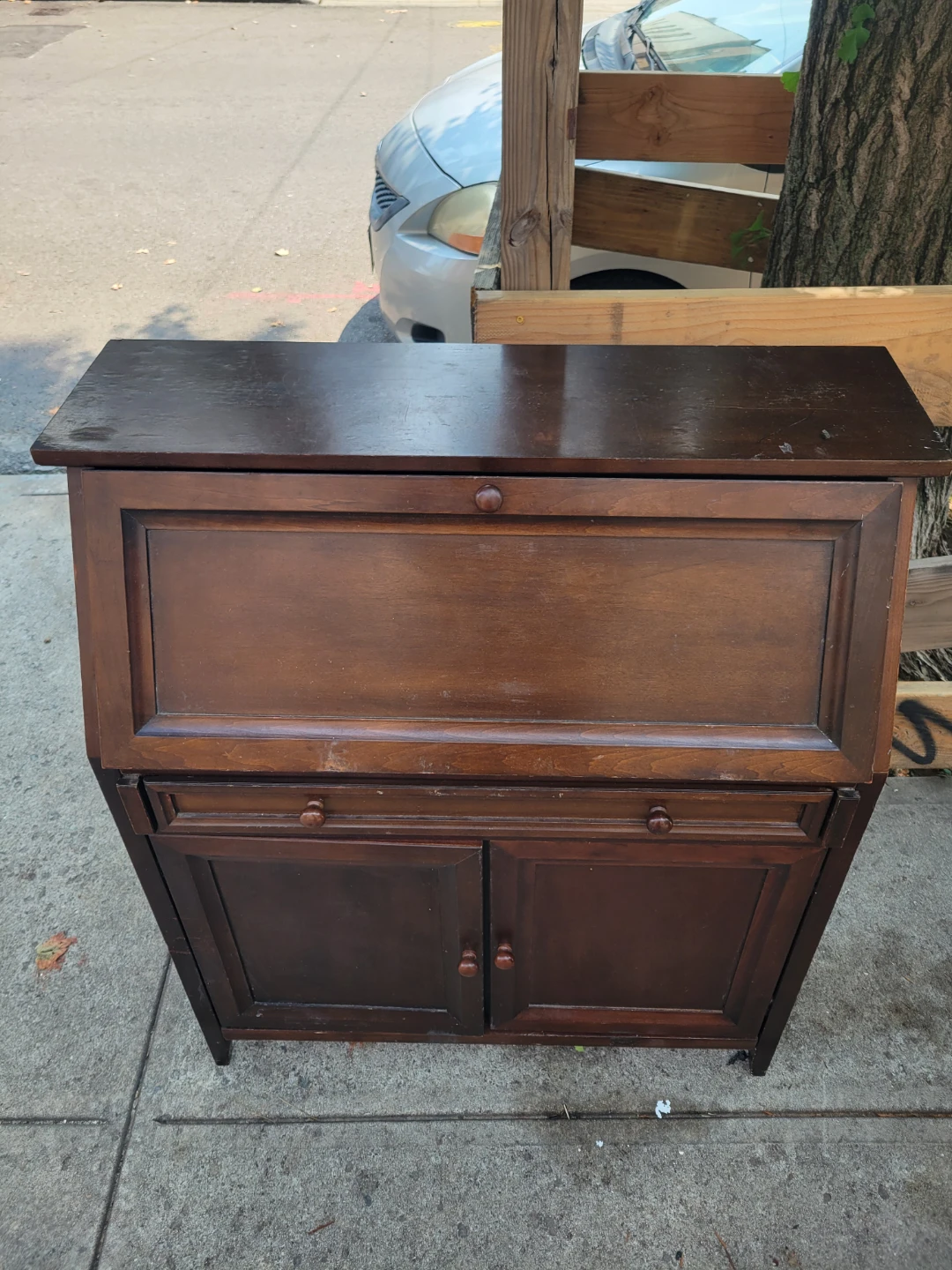 Vintage Wooden Secretary Desk with Cabinet (dresser) - photo 2