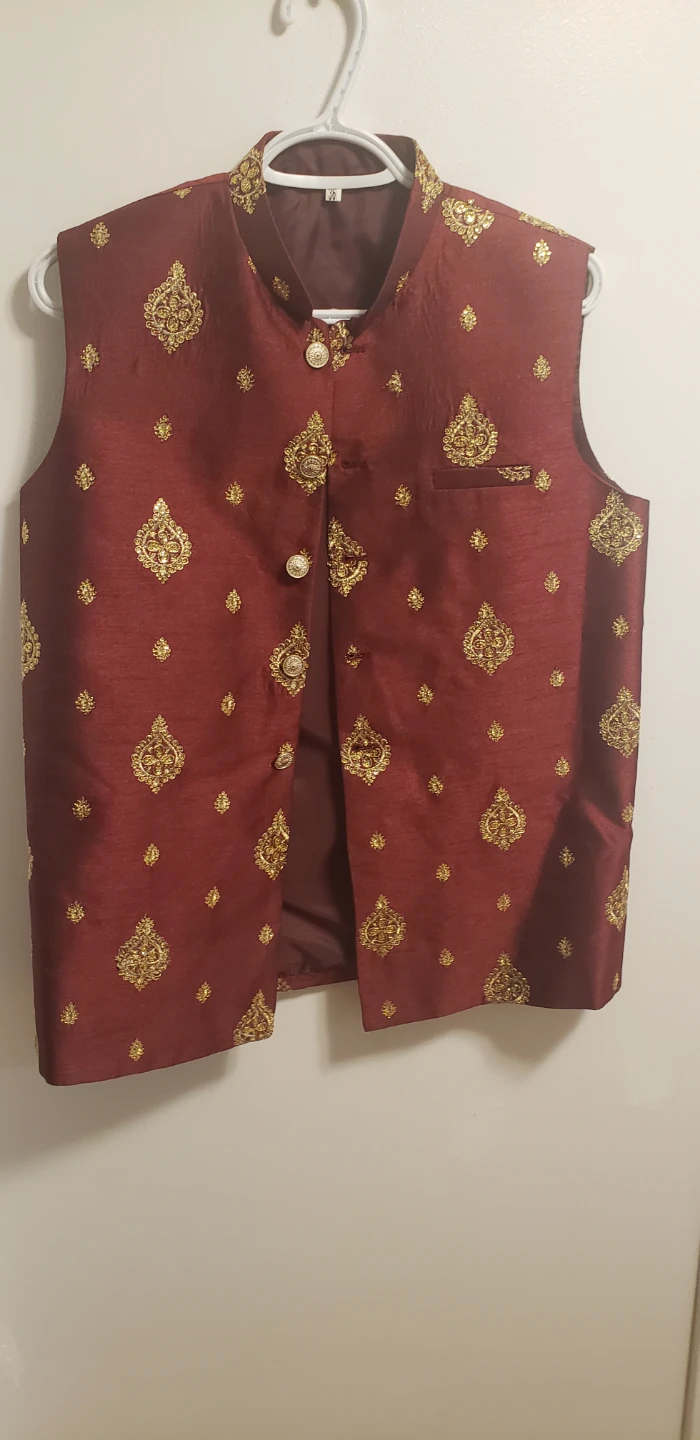 Men's Kurta Shalwar Set with Embellished Vest - photo 5