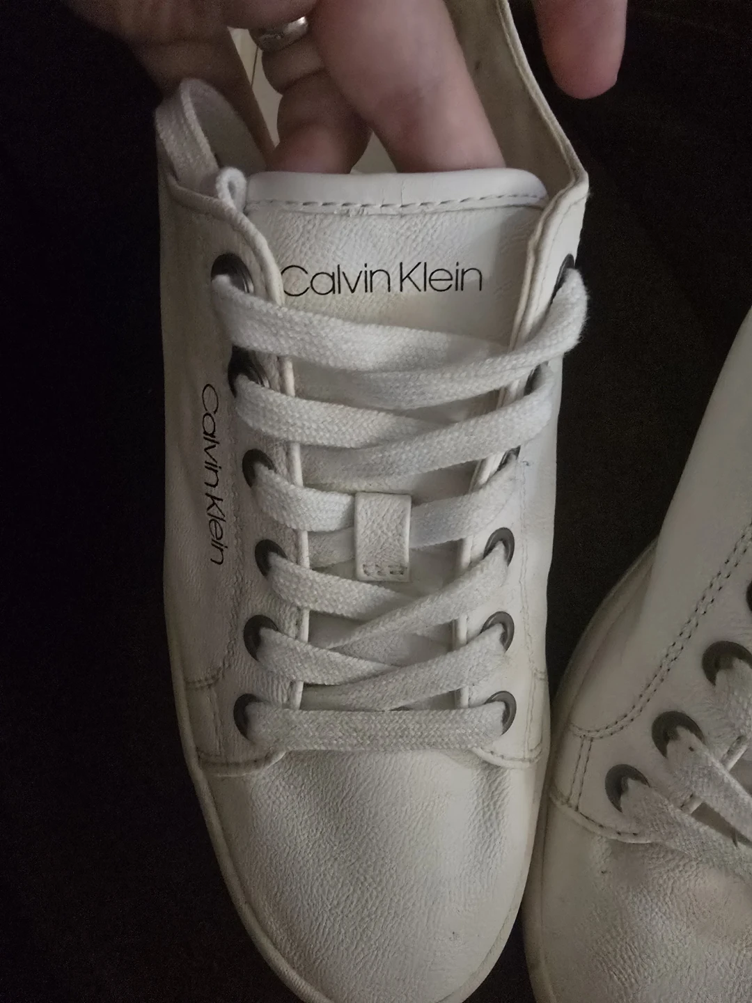 Calvin Klein White Leather Sneakers Size 10