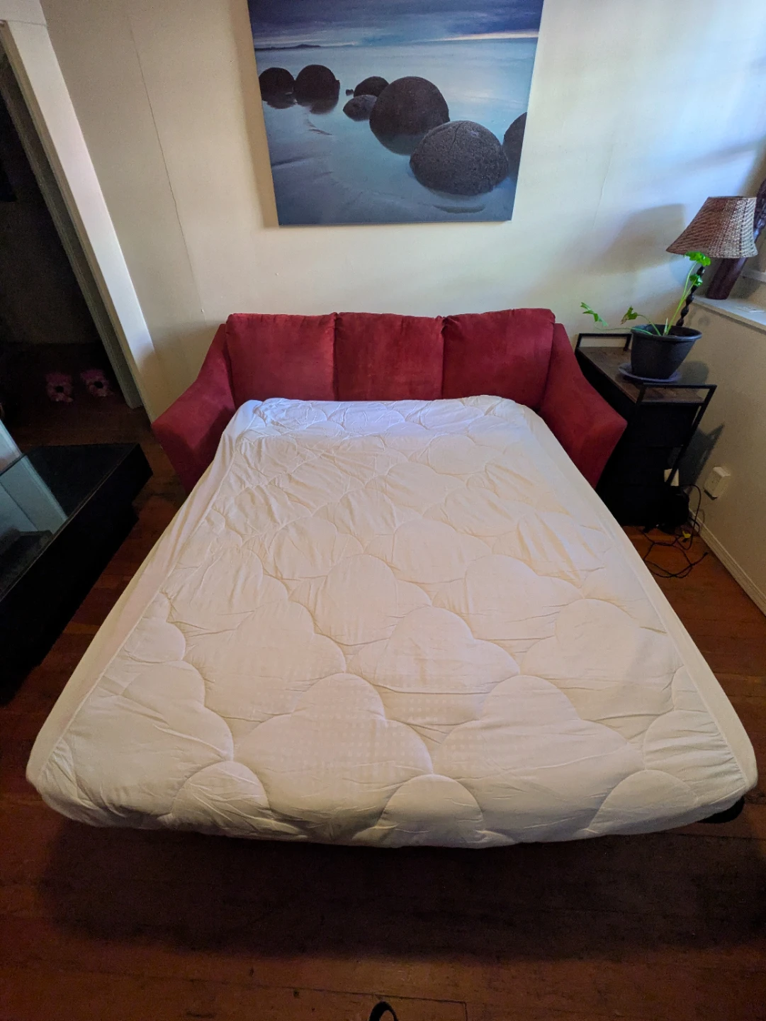 Red Pallucci Sofa Bed with Pillows - photo 4
