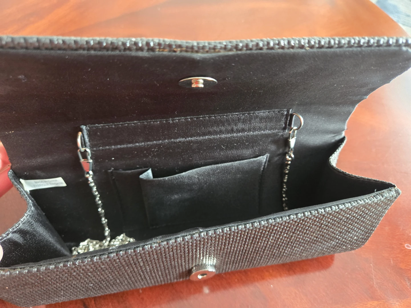 Black Clutch Purse with Rhinestone Clasp - photo 5