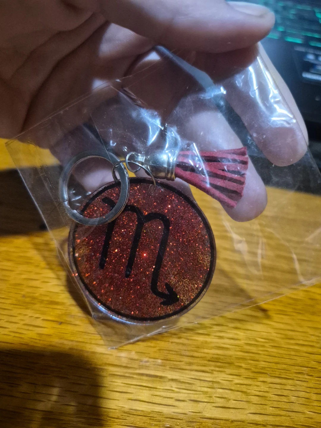 Scorpio Keychain with Red Glitter and Tassel