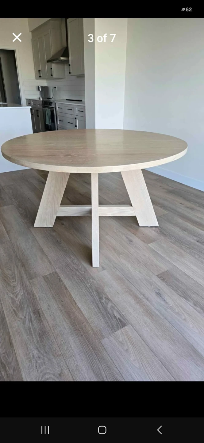 Round Hardwood Dining Table - photo 2