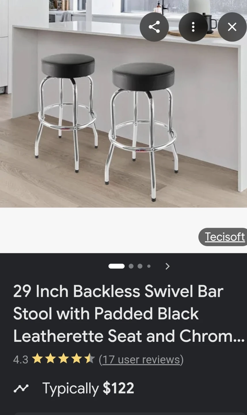 29 Inch Backless Swivel Bar Stools (Set of 2)