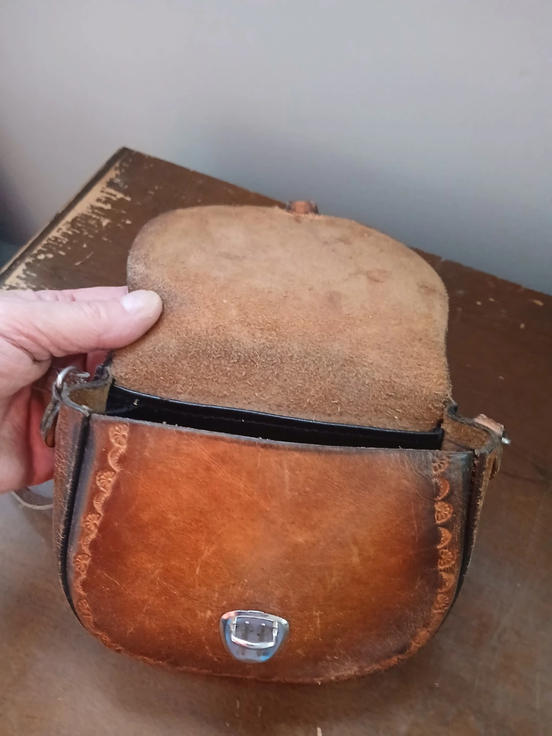 Brown Leather Embossed Crossbody Bag - photo 2