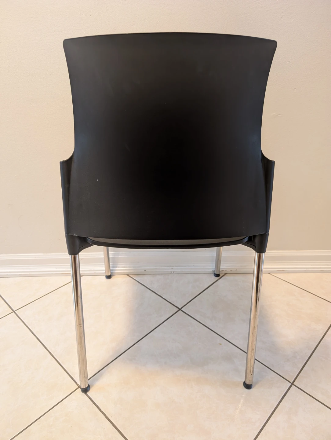 Black Modern Chair with Chrome Legs (Set of 4) - photo 3