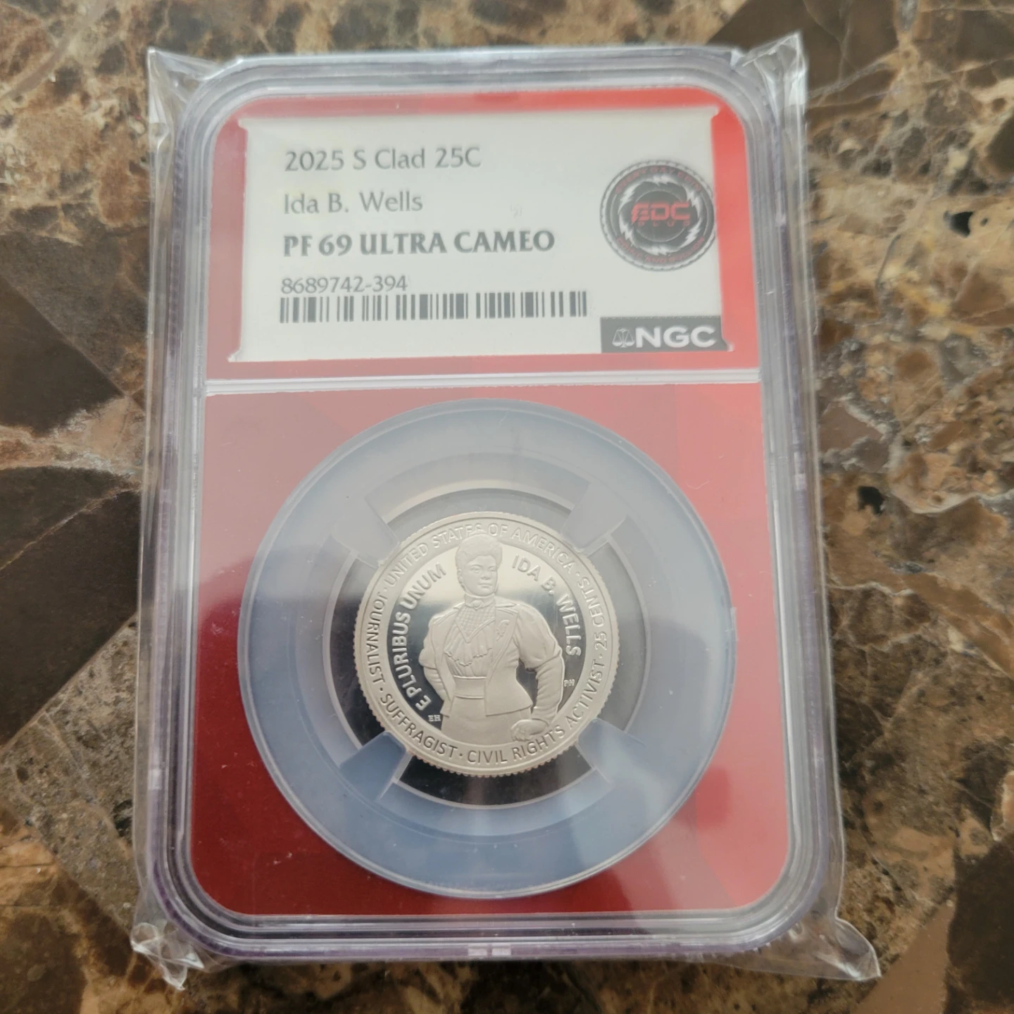 2025 S Clad 25c Ida B. Wells PF 69 Ultra Cameo NGC