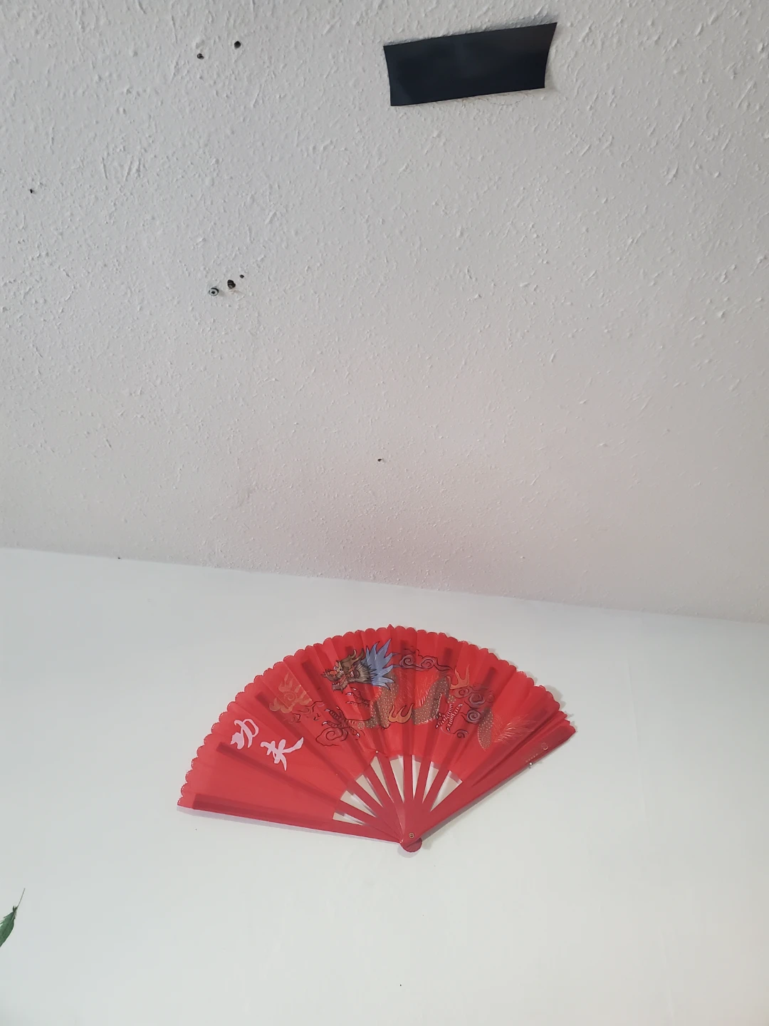 Red Folding Fan with Dragon Design